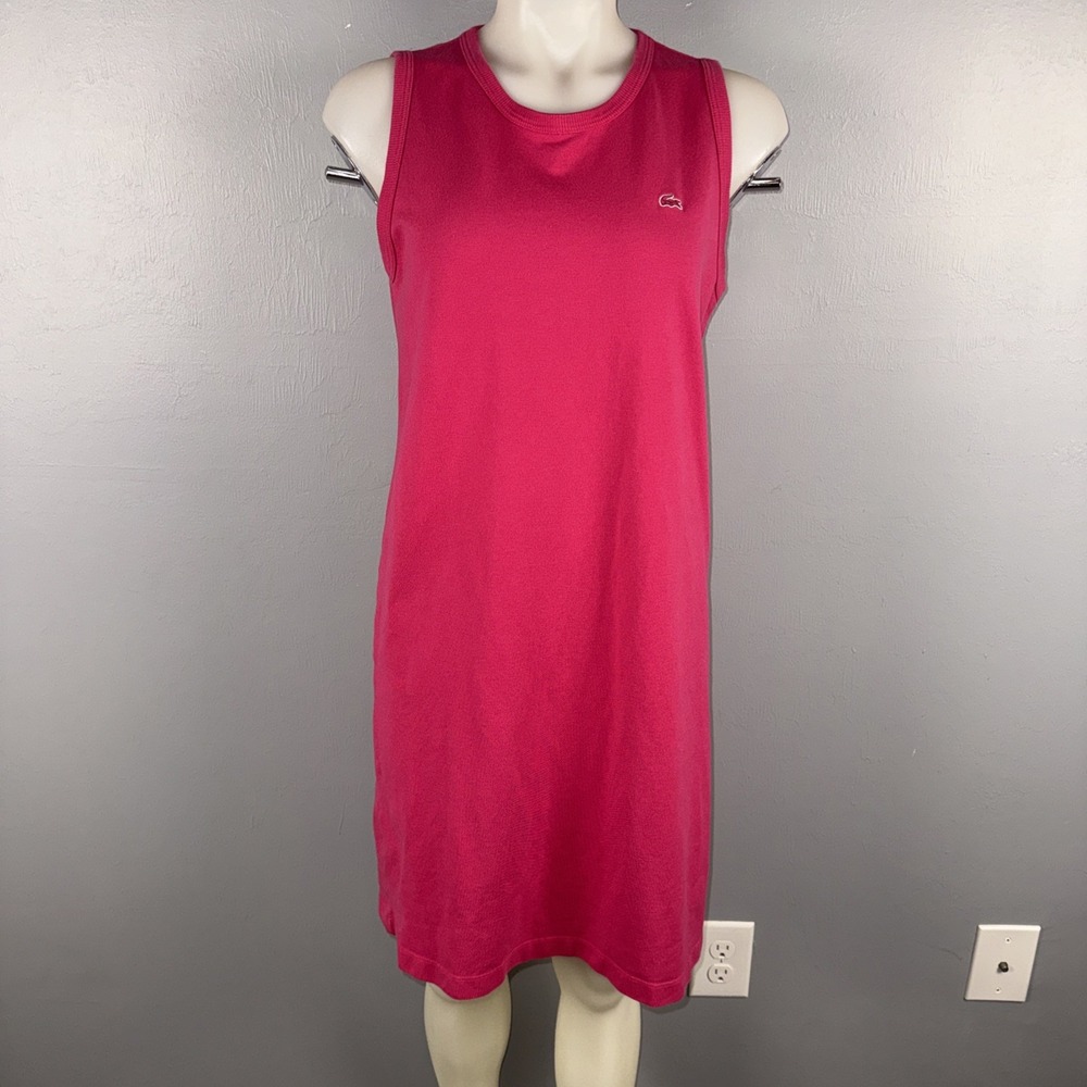 Lacoste Mini Pique Shift Dress 42 XLarge Fusha Pink Sleeveless